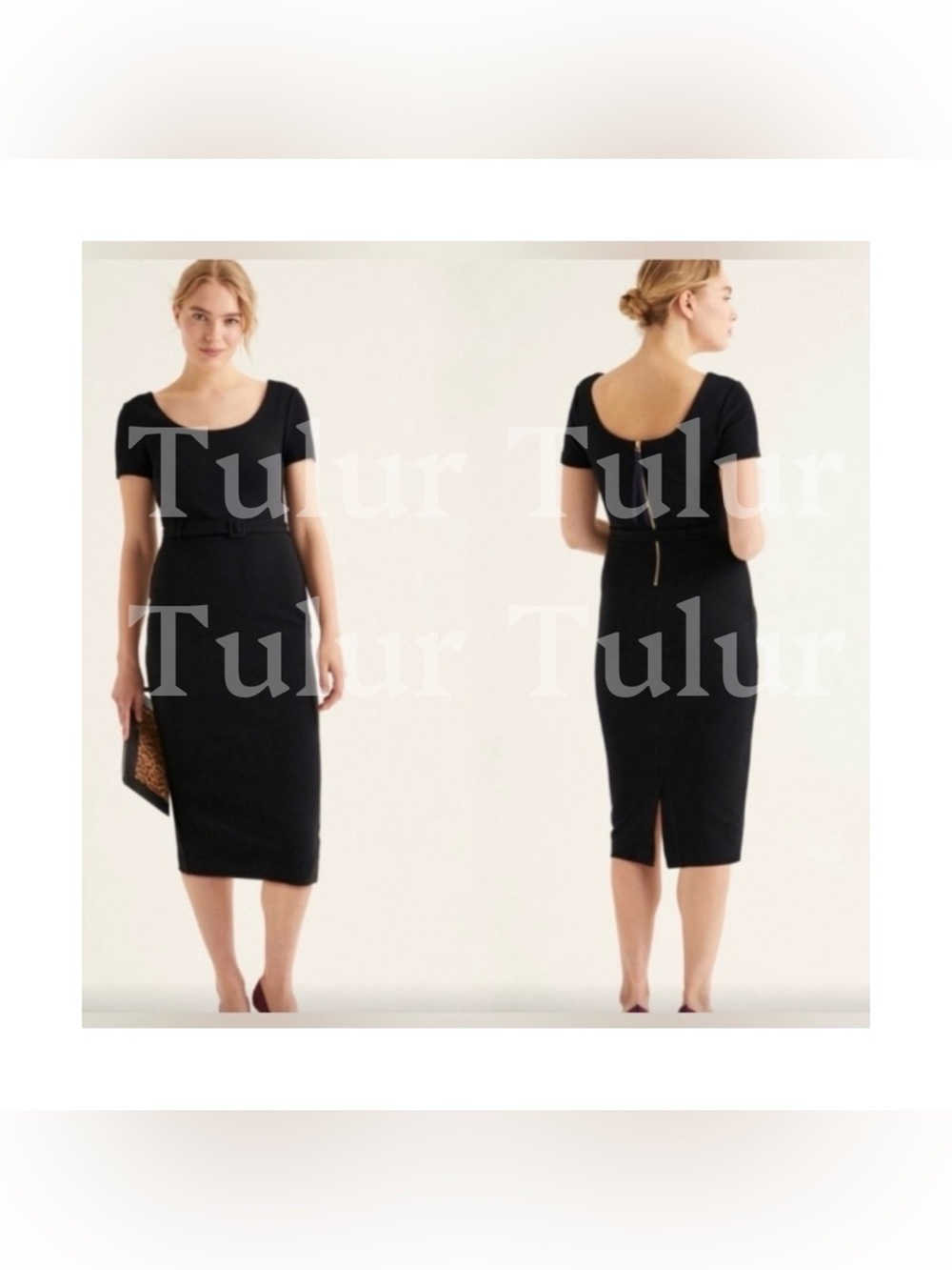 Boden Tilly Ottoman Belted Sheath Dress Black 6